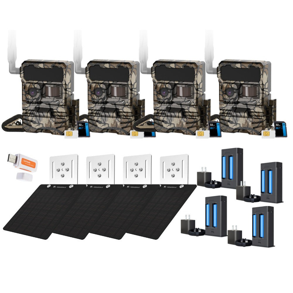 Yellowstone Y2 4G-LTE Cellular Trail Camera (4-Pack) Bundle with Accessories