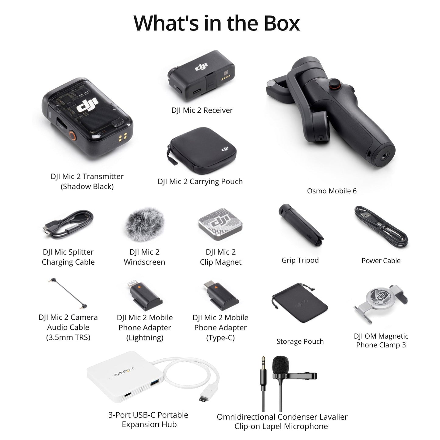 DJI Mic 2 with Omnidirectional Audio Recording Feature (1 TX and 1 RX) with Gimbal Bundle