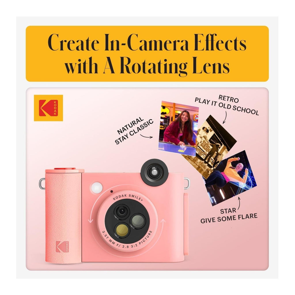 KODAK Smile+ Digital Instant Print Camera with Effect-changing Lens (Pink)