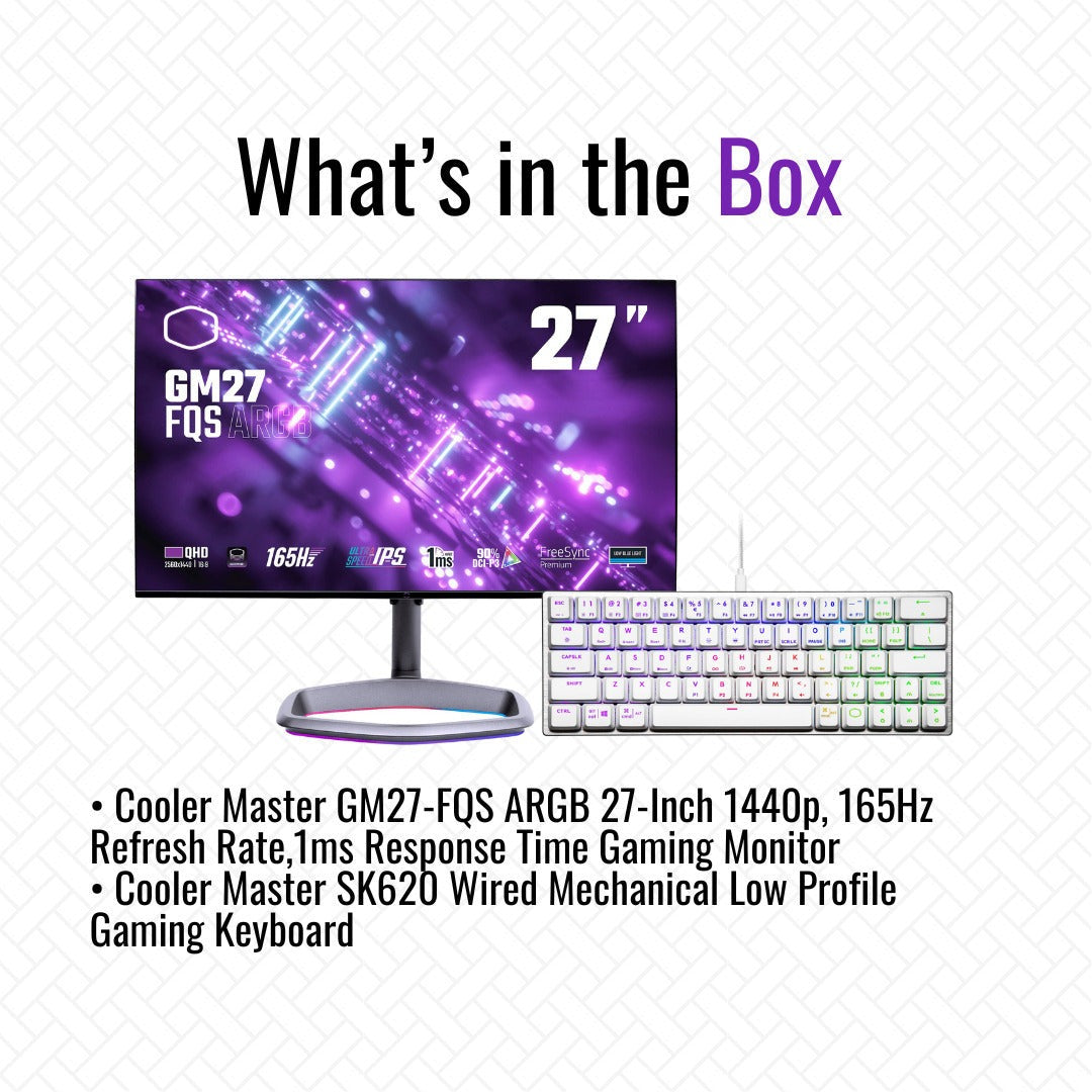 Cooler Master GM27-FQS ARGB 27-Inch Gaming Monitor with Cooler Master Wired Gaming Keyboard Bundle