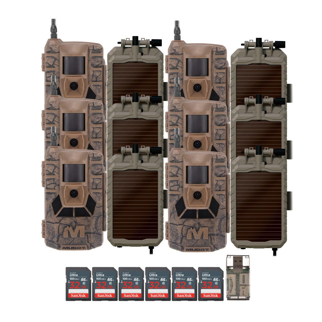 Muddy Matrix 36MP Imaging Cellular Trail Camera (6-Pack) with Solar Battery (6-Pack) Bundle