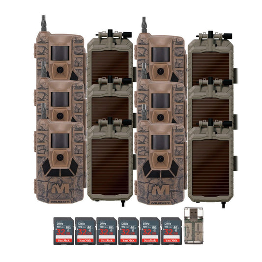 Muddy Matrix 36MP Imaging Cellular Trail Camera (6-Pack) with Solar Battery (6-Pack) Bundle