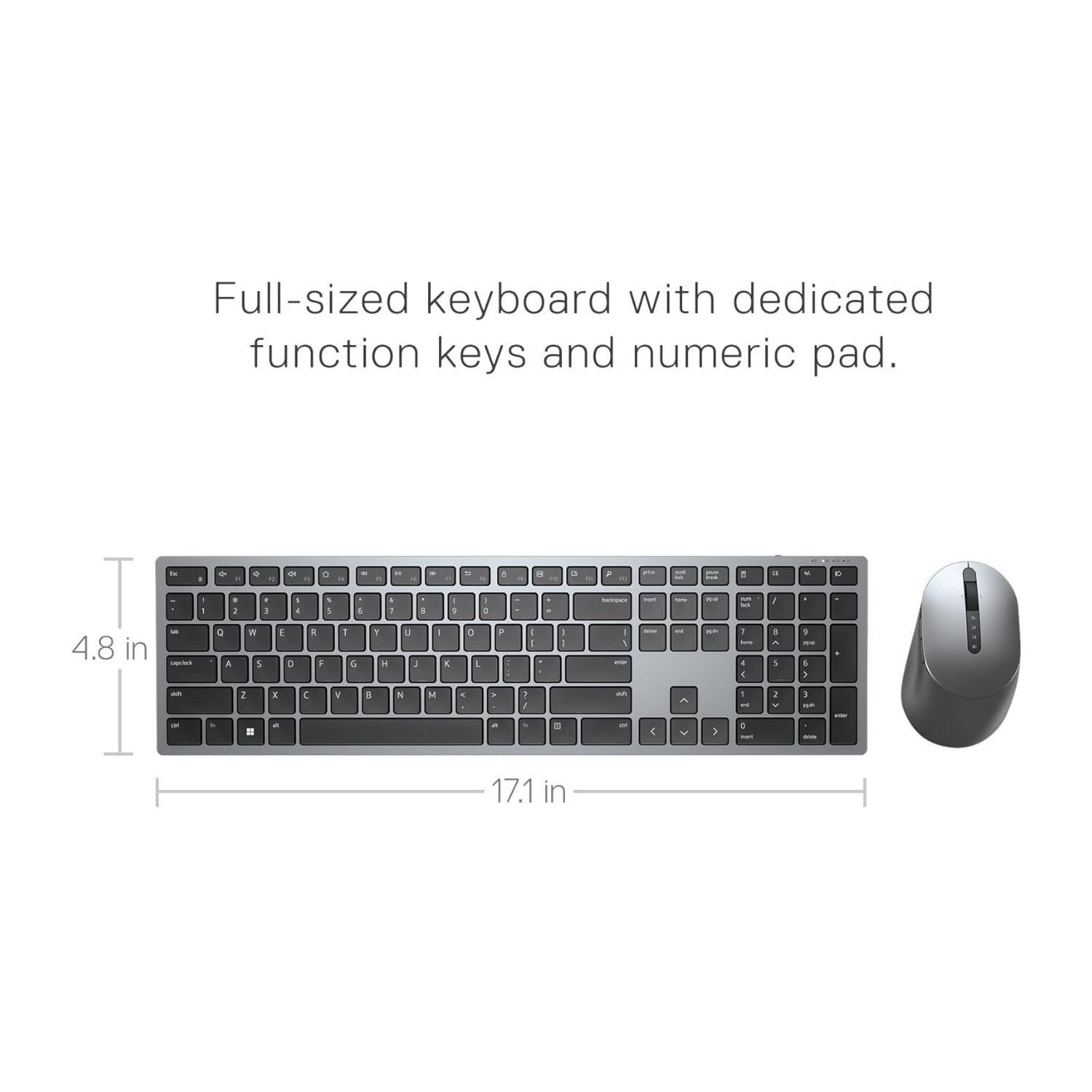 Dell KM7120W Pro Plus Compact Wireless Keyboard & Mouse (Titan Gray)