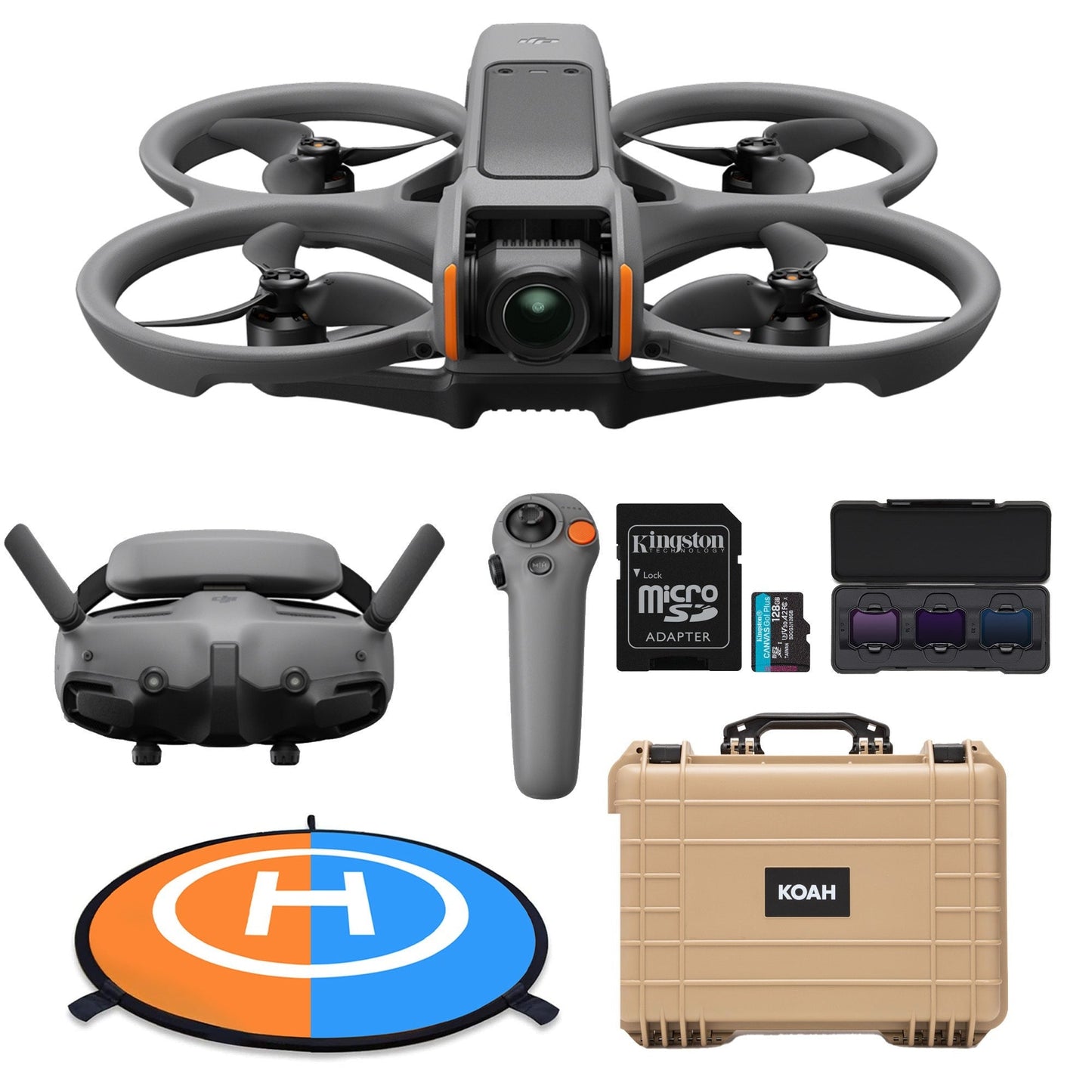 DJI Avata 2 Fly More Combo (Single Battery) with DJI Avata 2 ND Filters Set (ND8/16/32), 128GB Mic