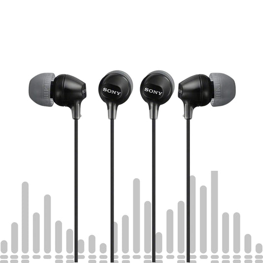 Sony MDR-EX15LP Fashion Color EX Series In-Ear Earbud Headphones (Black, 2-pack)