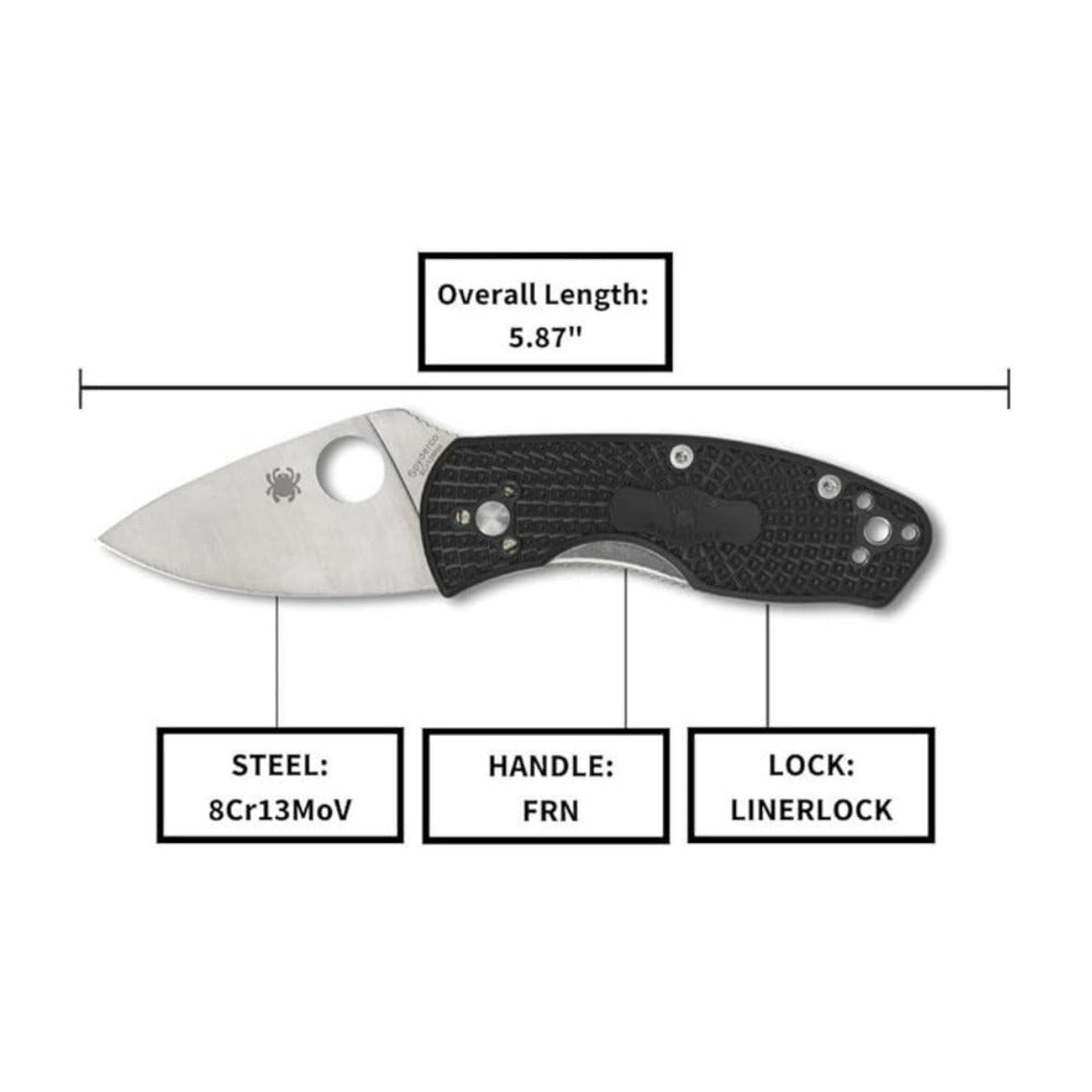 Spyderco Ambitious Lightweight Pocket Knife with 2.31-Inch 8Cr13MoV Blade with Black FRN Handle