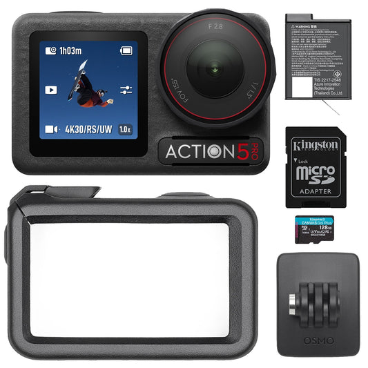 DJI Osmo Action 5 Pro Standard Combo with 47GB Storage & 155° FOV and 64GB MicroSD Card Bundle
