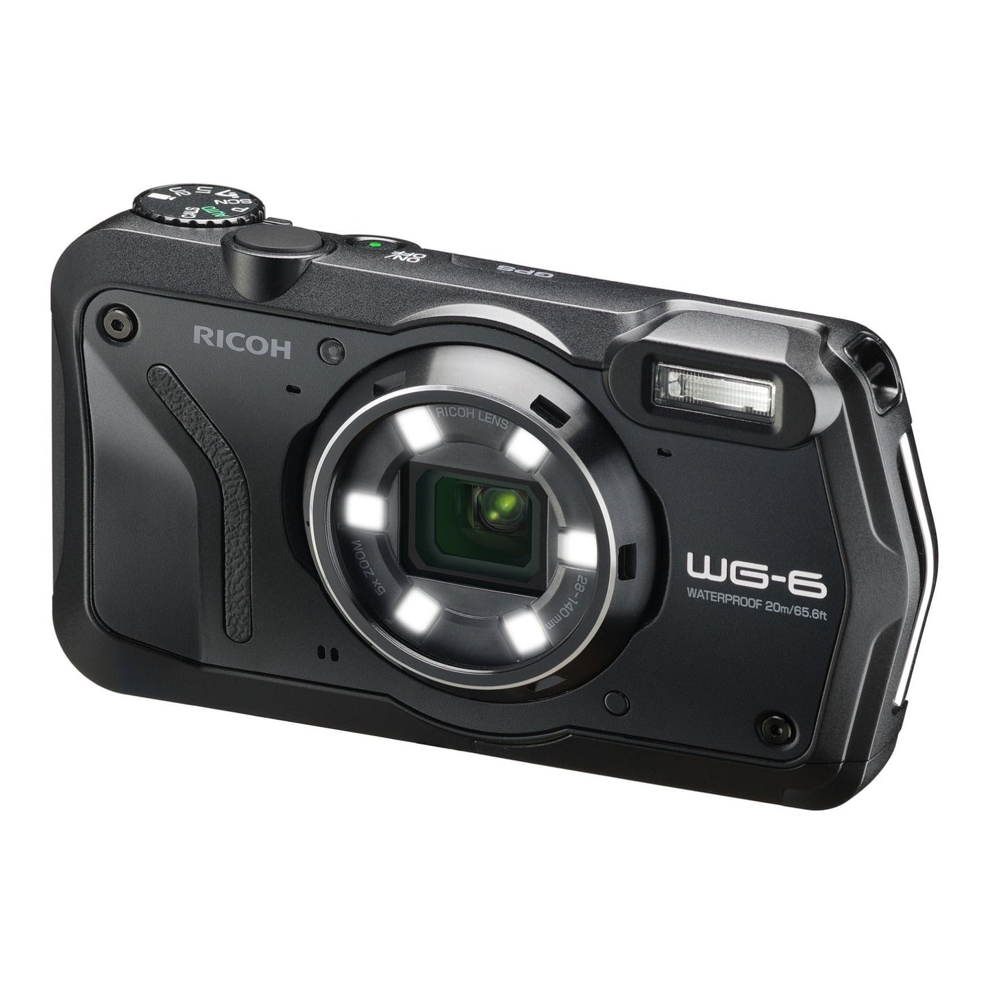 Ricoh WG-6 Digital Camera (Black) with Gadget Bag with Cleaning Kit and 64GB Memory Card