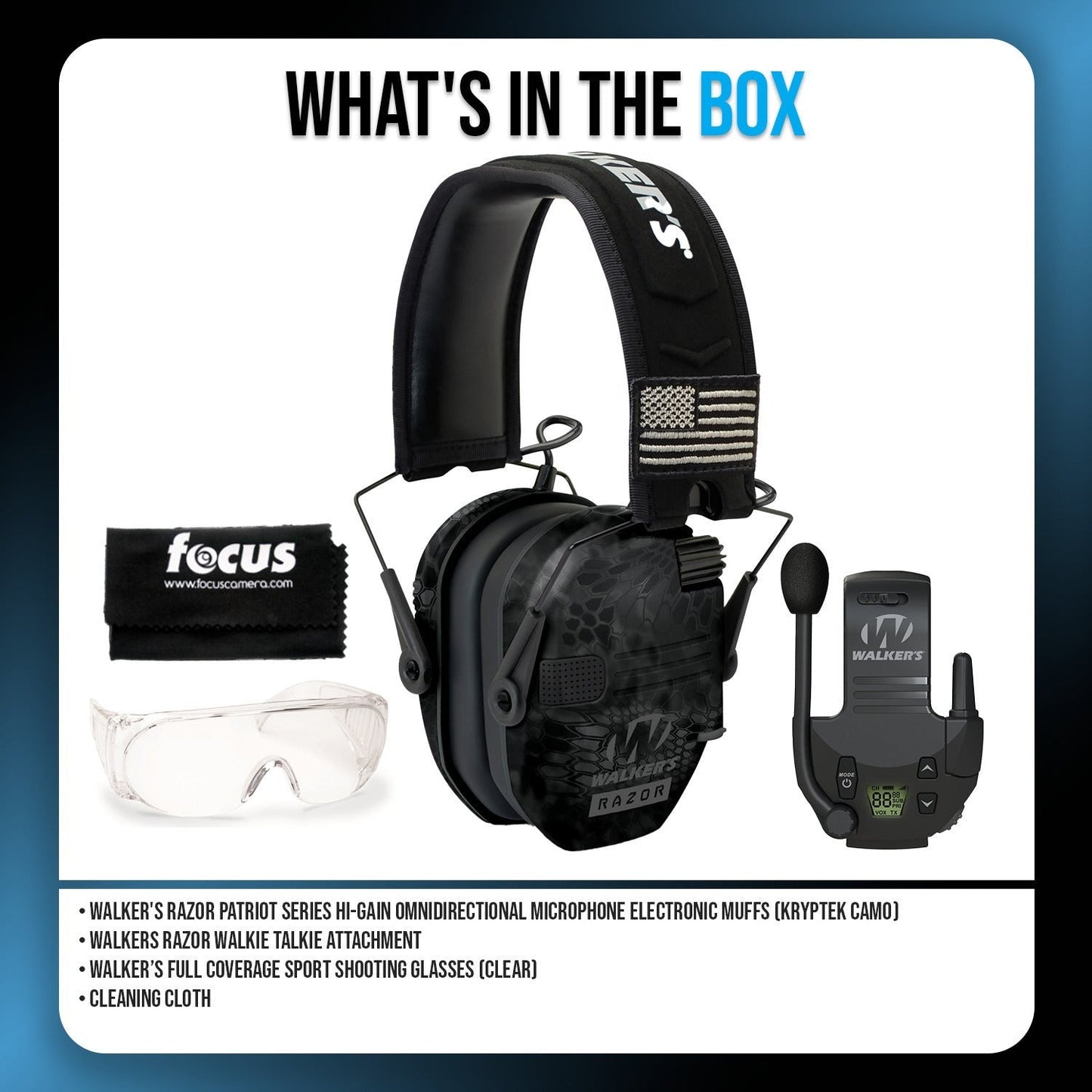 Walkers Razor Walkie Talkie Bundle with Ear Muffs and Accessories