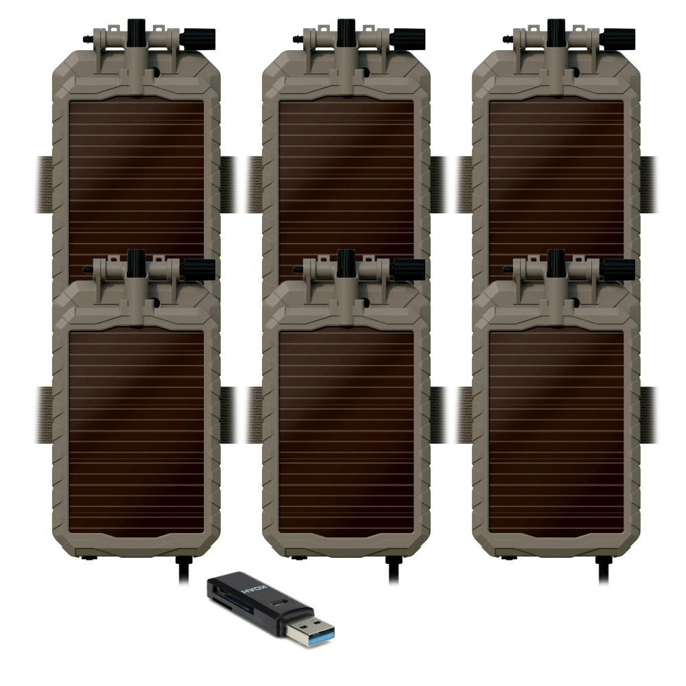 Stealth Cam Sol-Pak 12V Solar Battery (6 Pack) Bundle with Memory Card Reader