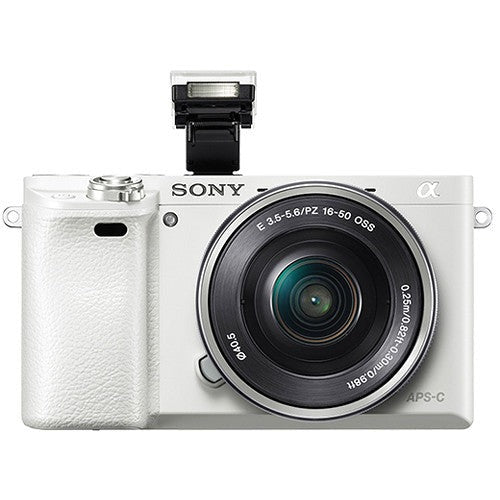 Sony Alpha a6000 24.3MP Mirrorless Digital Camera with 16-50mm Lens (White)
