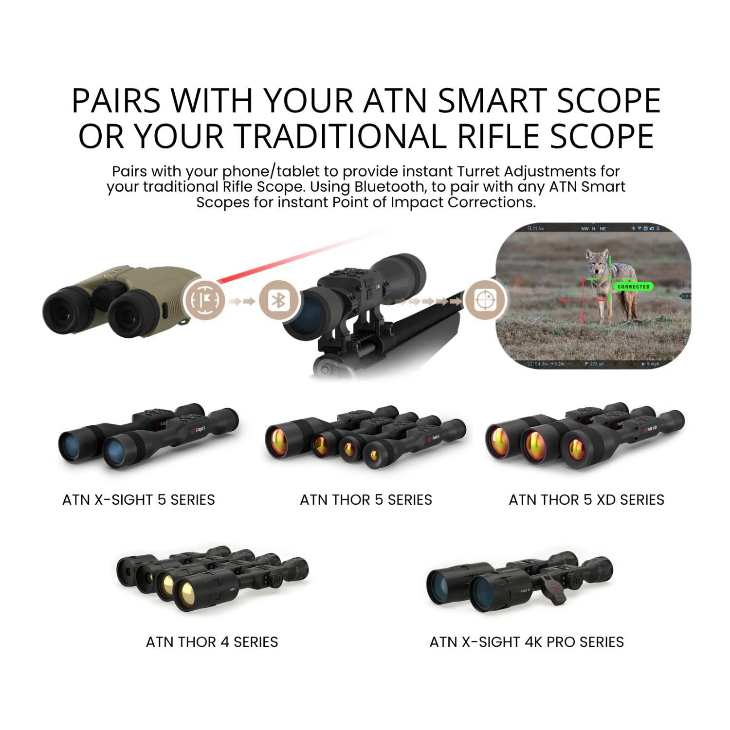 ATN 10x42 3K Laser Ballistics Rangefinder Binoculars IPX6 with LCD Display