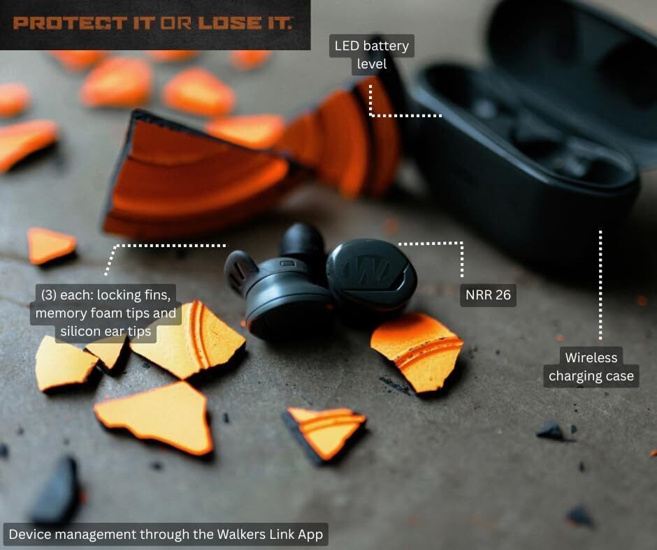 Walkers Suppressor Wireless Ear Buds with Bluetooth