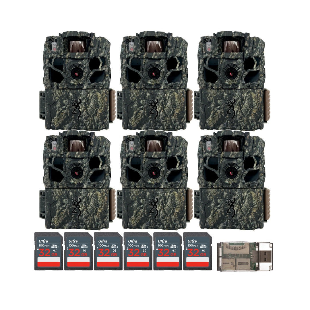 Browning Trail Cameras Dark Ops FHDR 26MP Night Vision Camera (6-Pack) with 6 x Memory Card Bundle