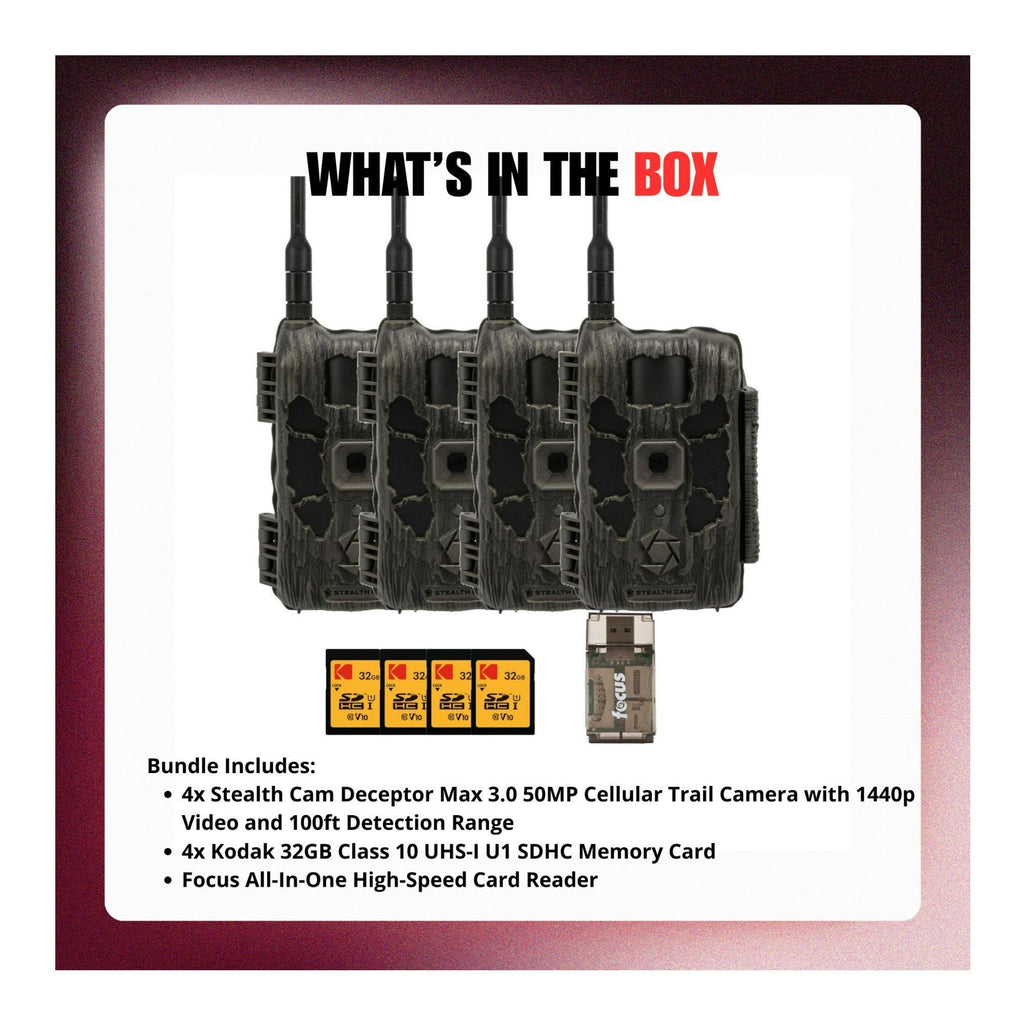 Stealth Cam Deceptor Max 3.0 Cellular Trail Camera (4-Pack) with Accessories