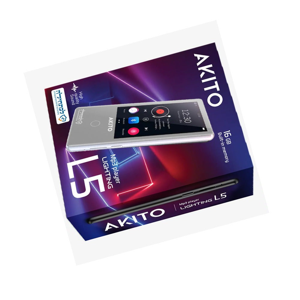 AKITO L5 16GB Kosher MP3 Player with Buttons, Built-in Speakers, Recorder, and Touch Screen (Silver)