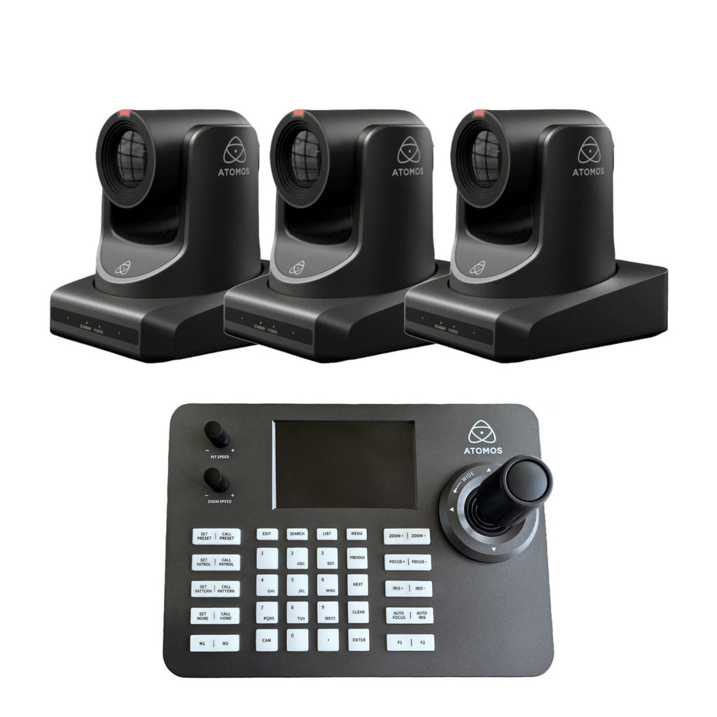 Atomos A-Eye 4K-20X UHD PTZ Cameras (3-Pack, Black) with PTZ Remote Control
