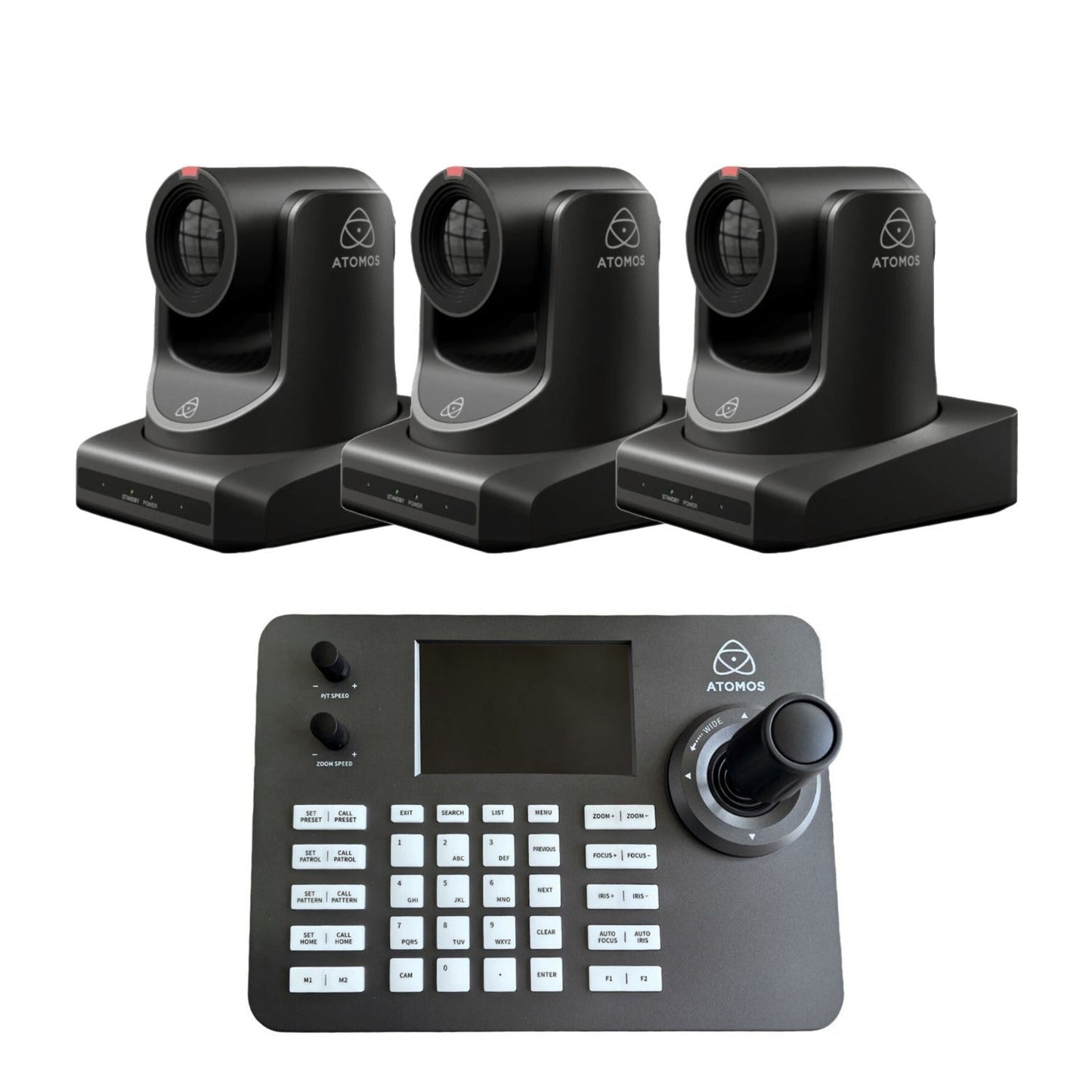 Atomos A-Eye 4K-20X UHD PTZ Cameras (3-Pack, Black) with PTZ Remote Control