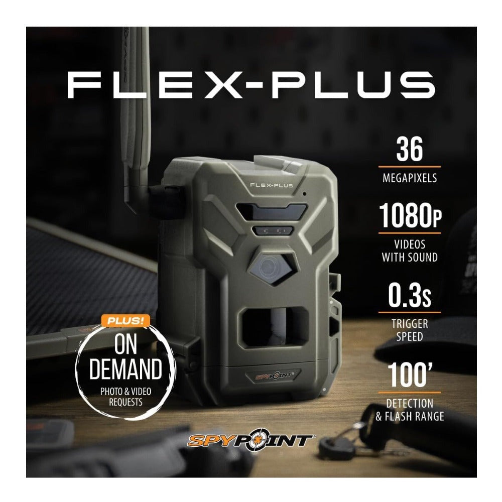 Spypoint FLEX-PLUS Cellular Trail Camera with Memory Card (10-Pack) and Reader