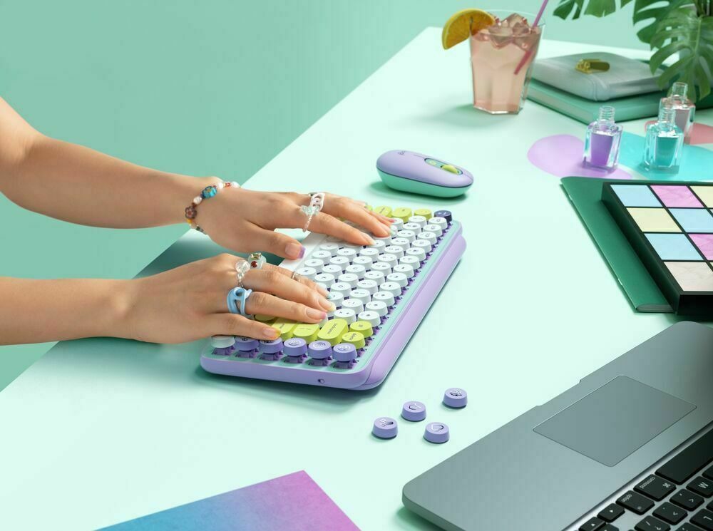 Logitech POP Keys Wireless Mechanical Keyboard With Emoji Keys Bundle