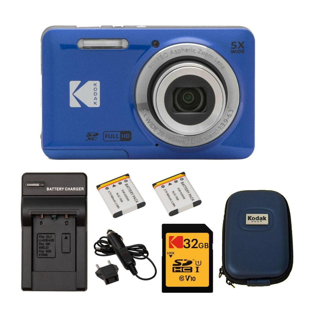 Kodak PIXPRO Friendly Zoom FZ55 Blue Digital Camera with Camera Case Bundle