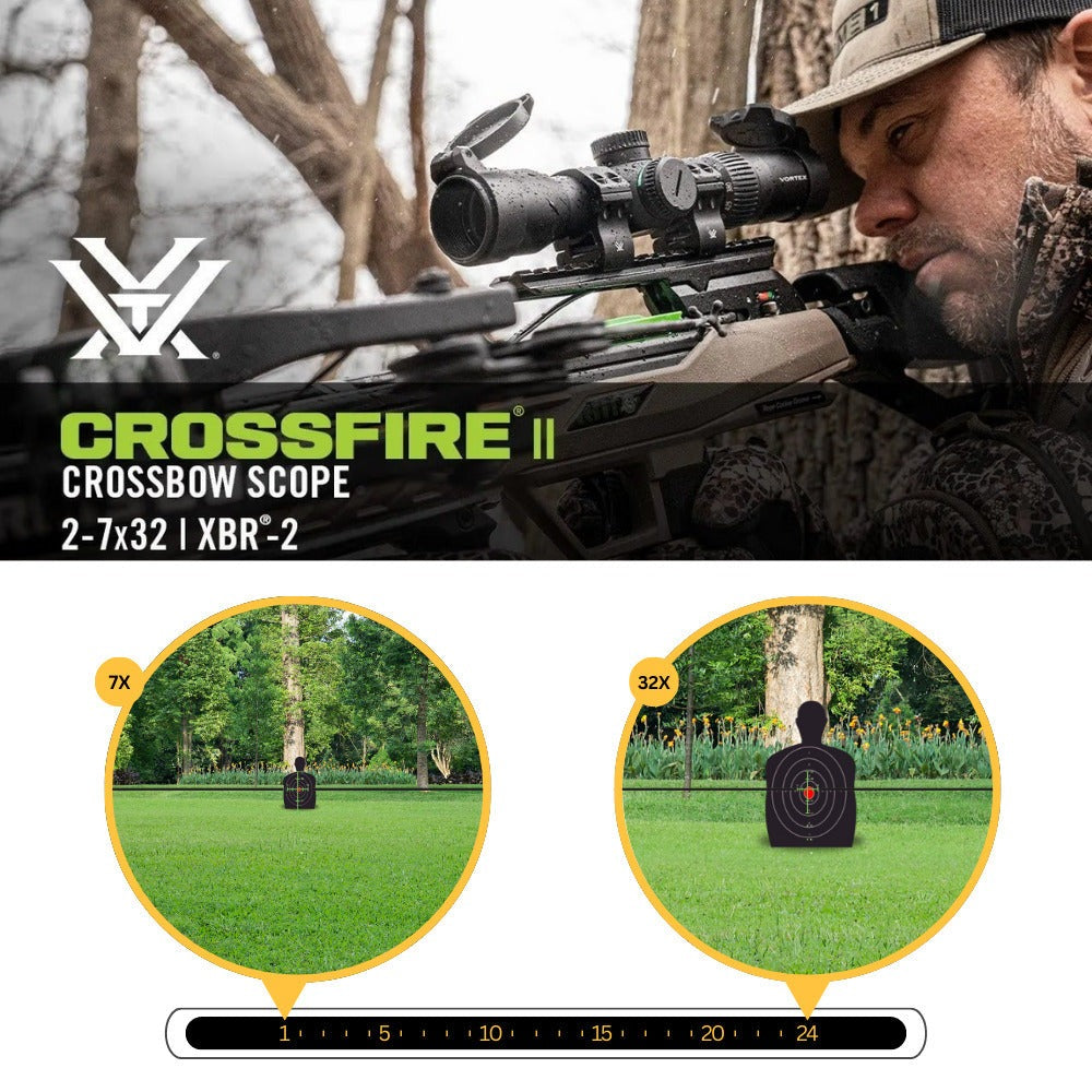 Vortex Crossfire II 2-7x32 Crossbow Scope with Vortex Bantam HD 6.5 x 32 Youth Binocular Bundle