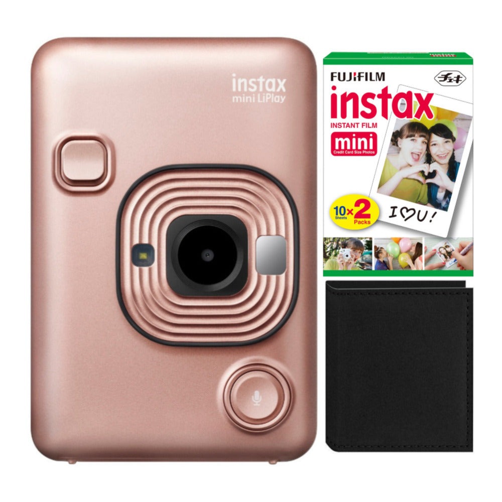 Fujifilm Instax Mini Hybrid LiPLay Instant Camera (Blush Gold) with instax Mini Film Pack and Album