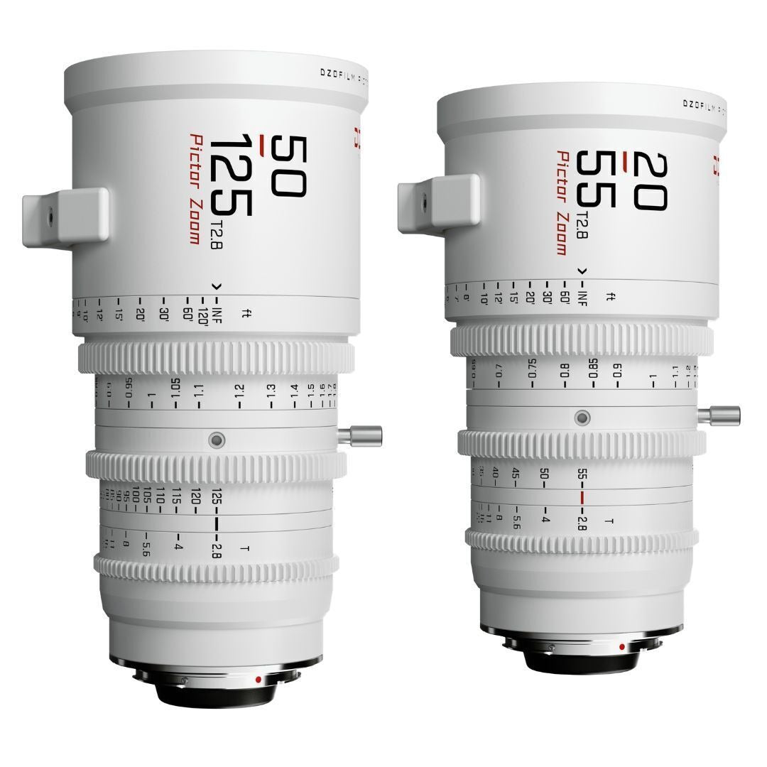 DZOFilm Pictor Zoom 20-55mm and 50-125mm T2.8 Super 35 Lens Bundle (PL and EF Mount, White)