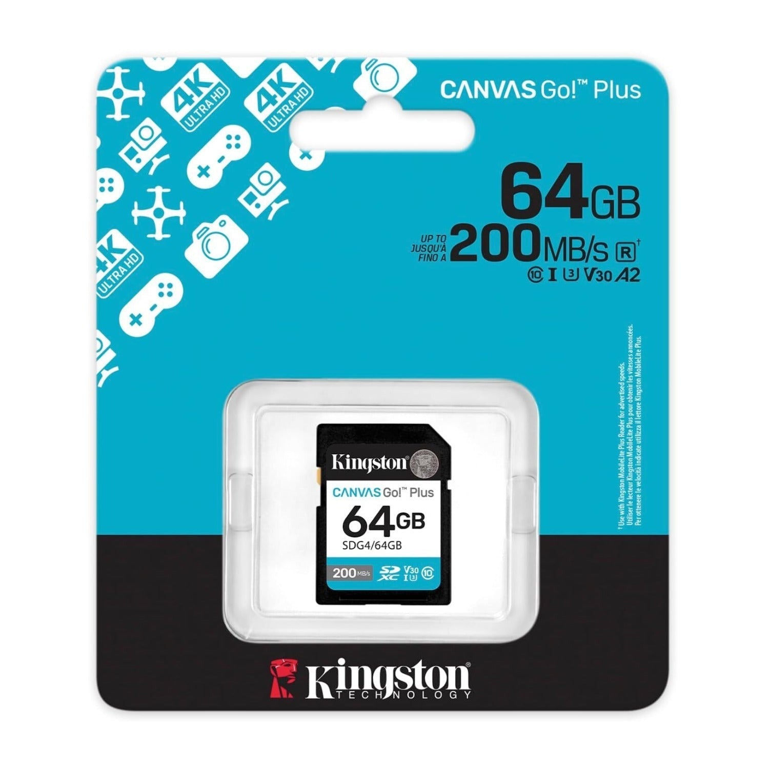 Kingston Canvas Go Plus 64GB Gen4 Memory Card (5-Pack) with Card Reader Bundle
