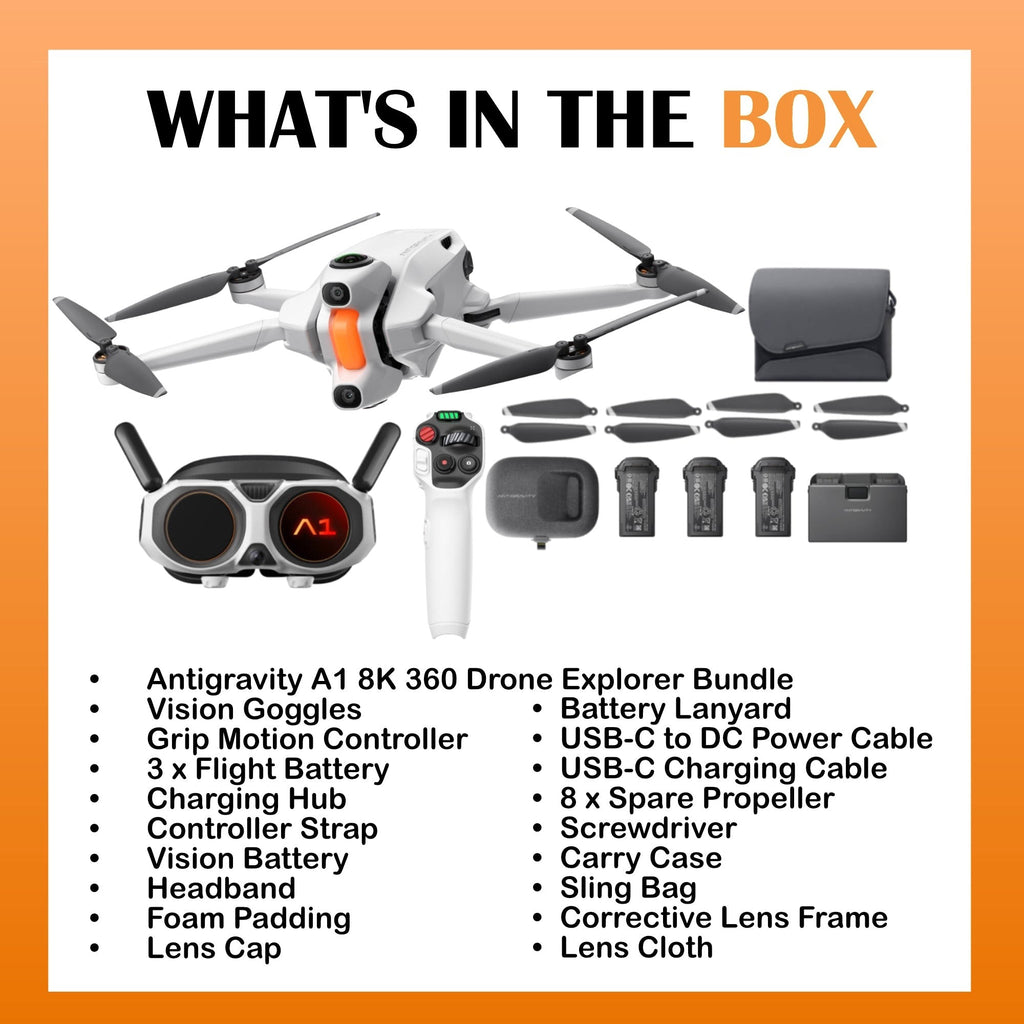 Antigravity A1 8K 360 Drone Explorer Bundle with 2-Year Drone Care Protection