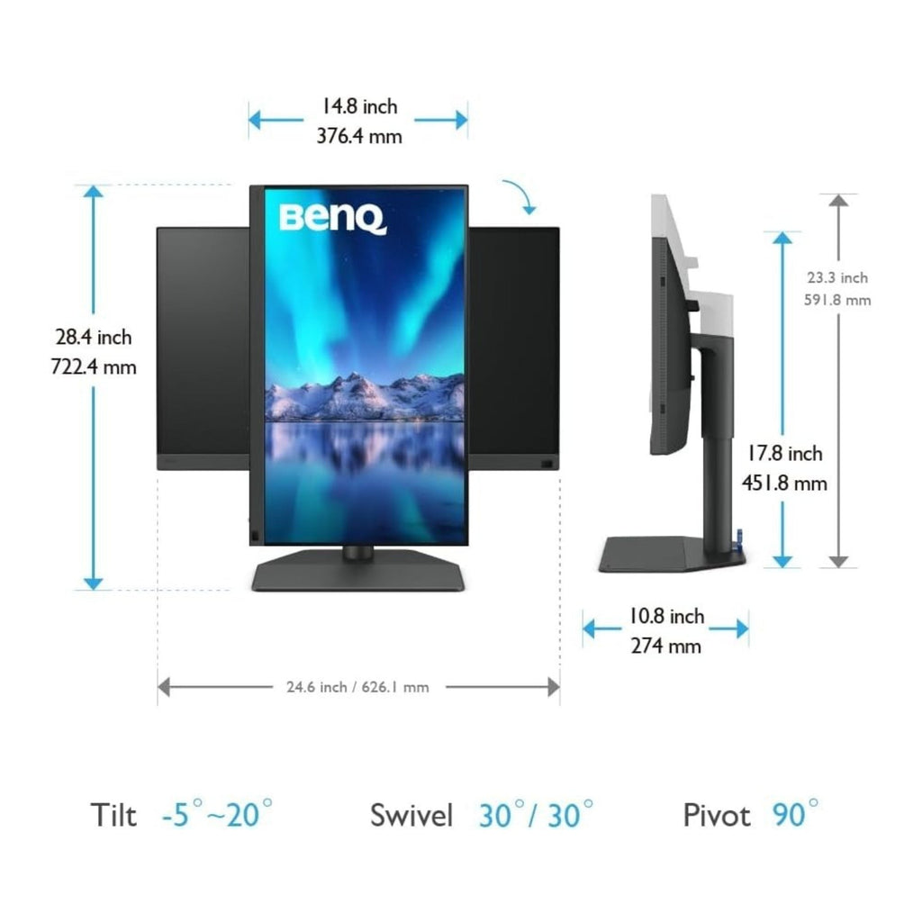 BenQ PhotoVue SW272Q 27-Inch 1440p HDR Monitor (Black) Bundle