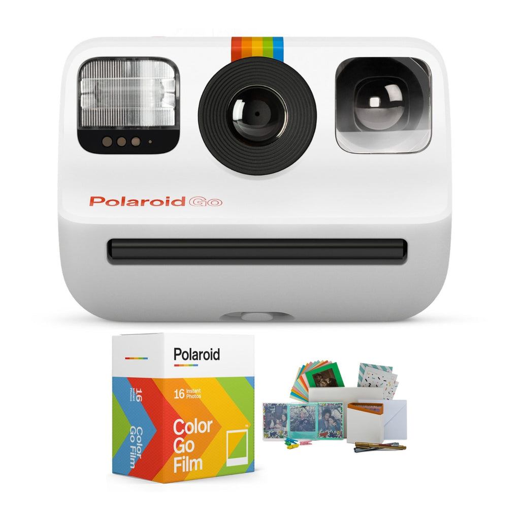 Polaroid Originals Go Instant Camera (White) with Film Packs and PhotoBox Kit
