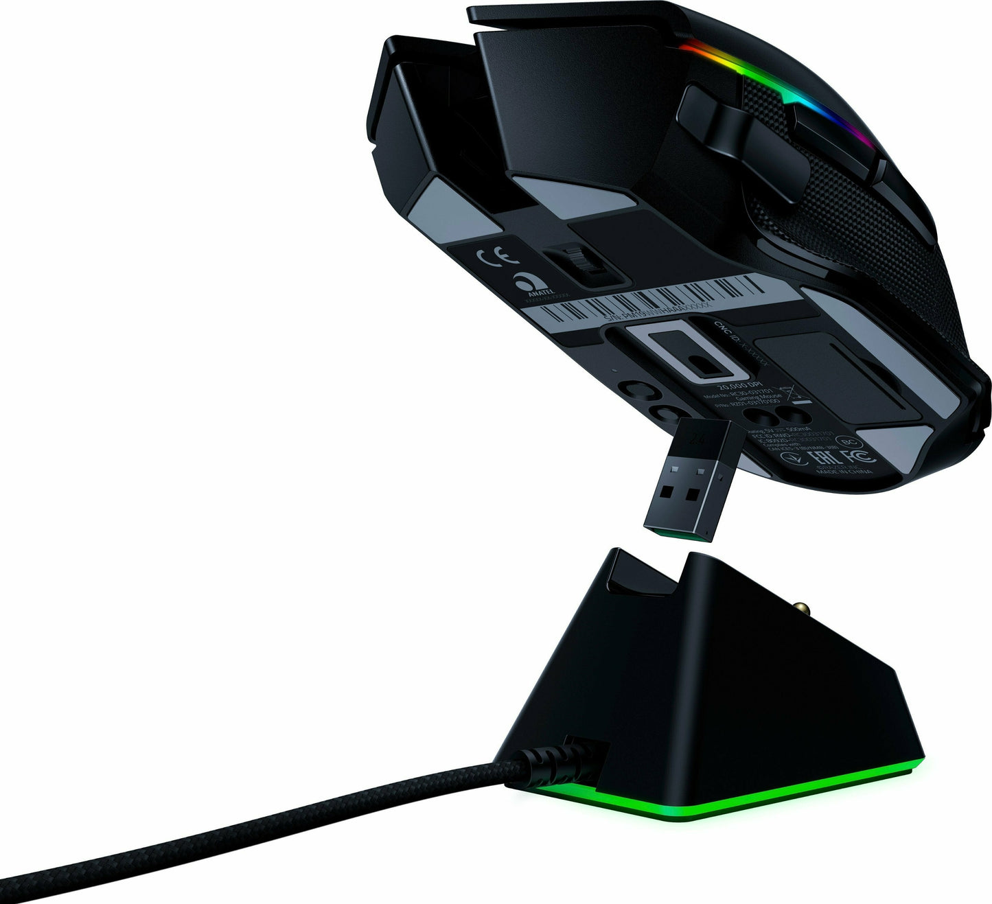 Razer Basilisk Hyperspeed Wireless Gaming Mouse, 20K DPI Optical Sensor, Chroma RGB, with Charging Dock (Certified Refurbished)