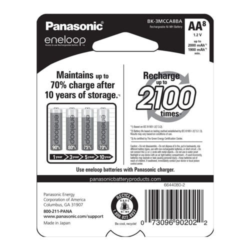 Panasonic Eneloop AA 2000mAh Capacity Long Life Powerful Batteries (8-Pack)