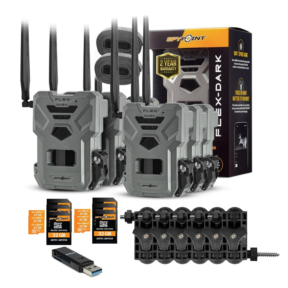 Spypoint Flex Dark GPS Cellular Trail Camera (6-Pack) Bundle