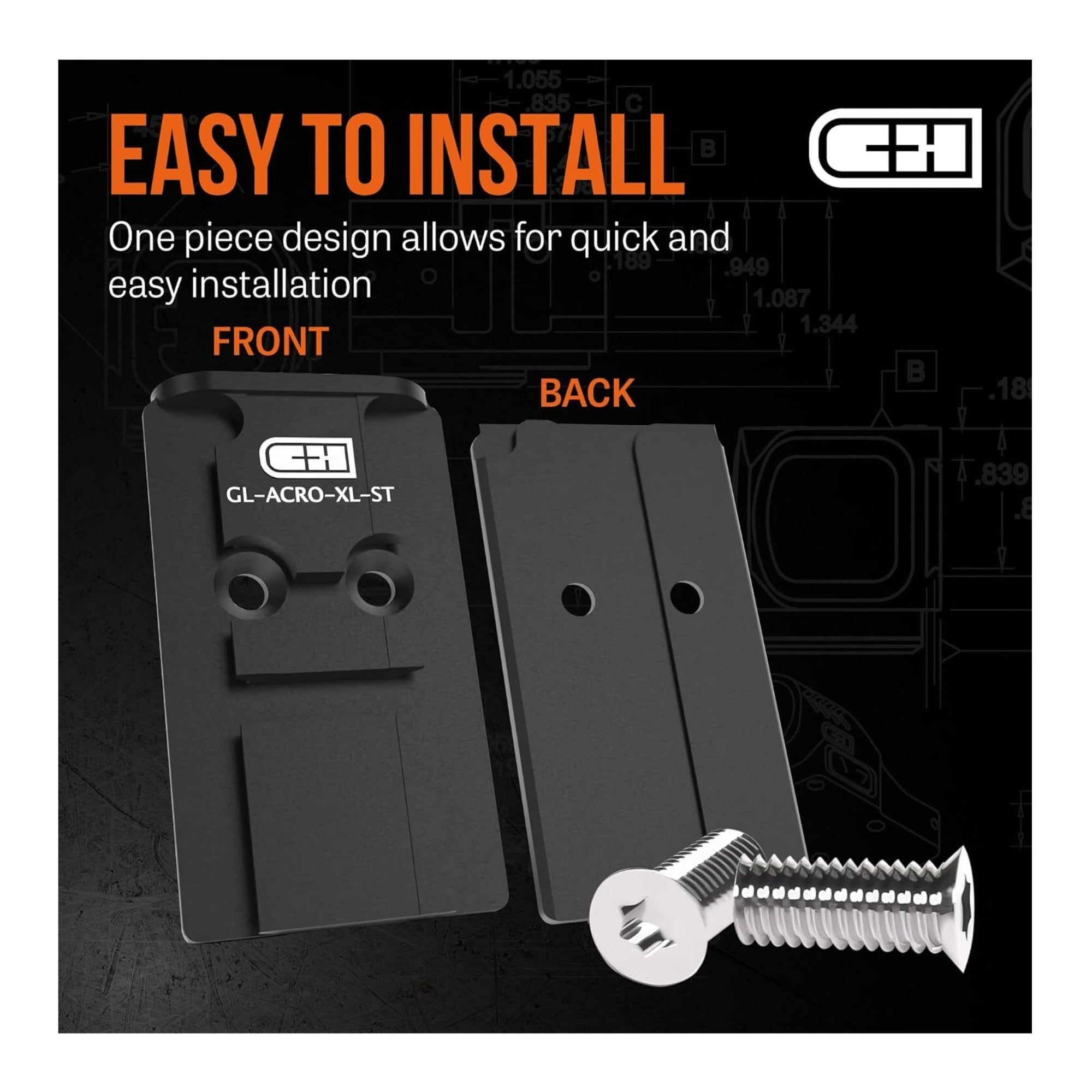 C+H Precision Optics Adapter Plate for Glock MOS - Compatible with Aimpoint Acro