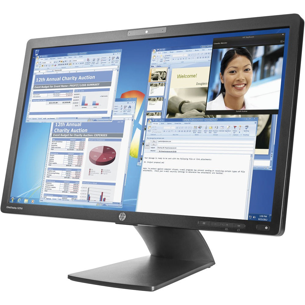 HP EliteDisplay S231D 23" FHD IPS Monitor with Webcam, DisplayPort, USB, RJ-45 (Certified Refurbished)