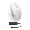 Logitech Lift Vertical Wireless Ergonomic Mouse (Pale Gray) and 4-Port USB 3.0