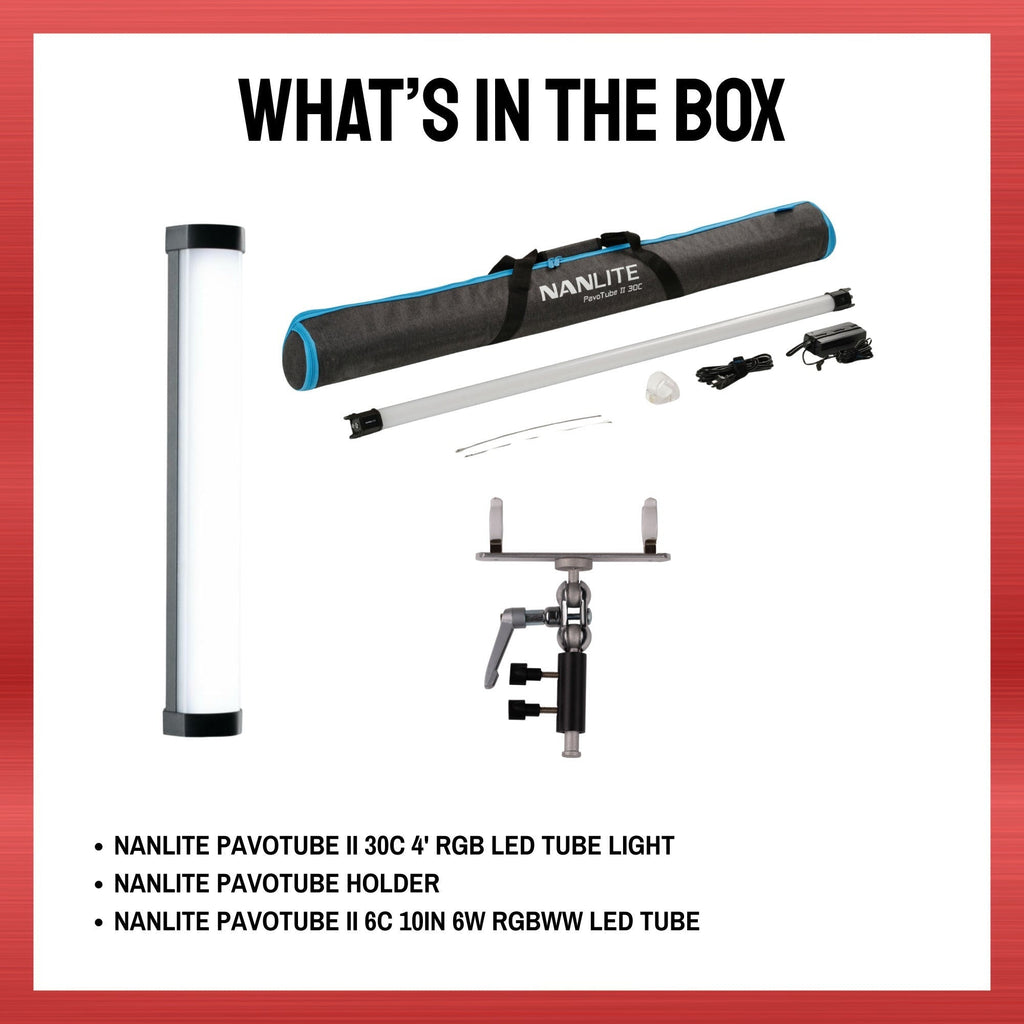 Nanlite PavoTube II 30C 4ft RGB LED Tube Light Bundle with Accessories