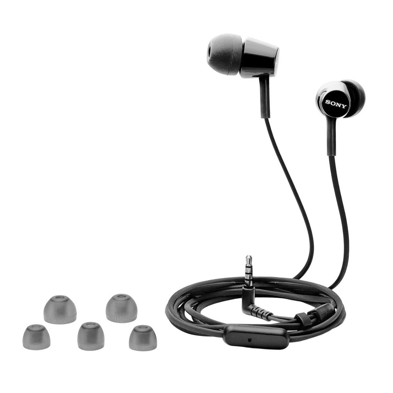 Sony MDR-EX155AP Wired In Ear Black Headphones with Microphone