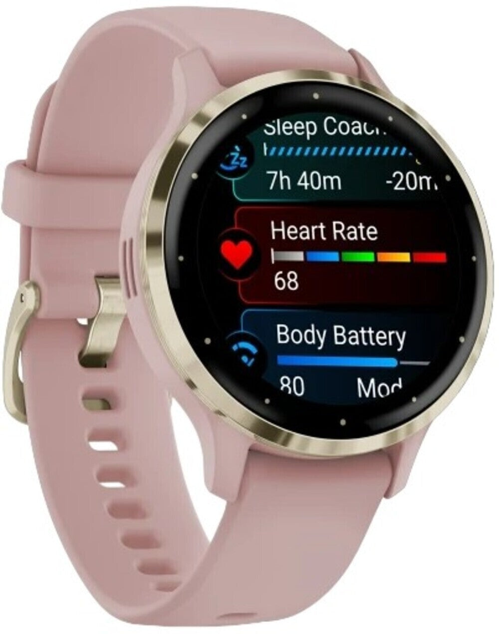 Garmin Venu 3S Smartwatch (Soft Gold/Dust Rose) with Charging Stand and Port Plugs