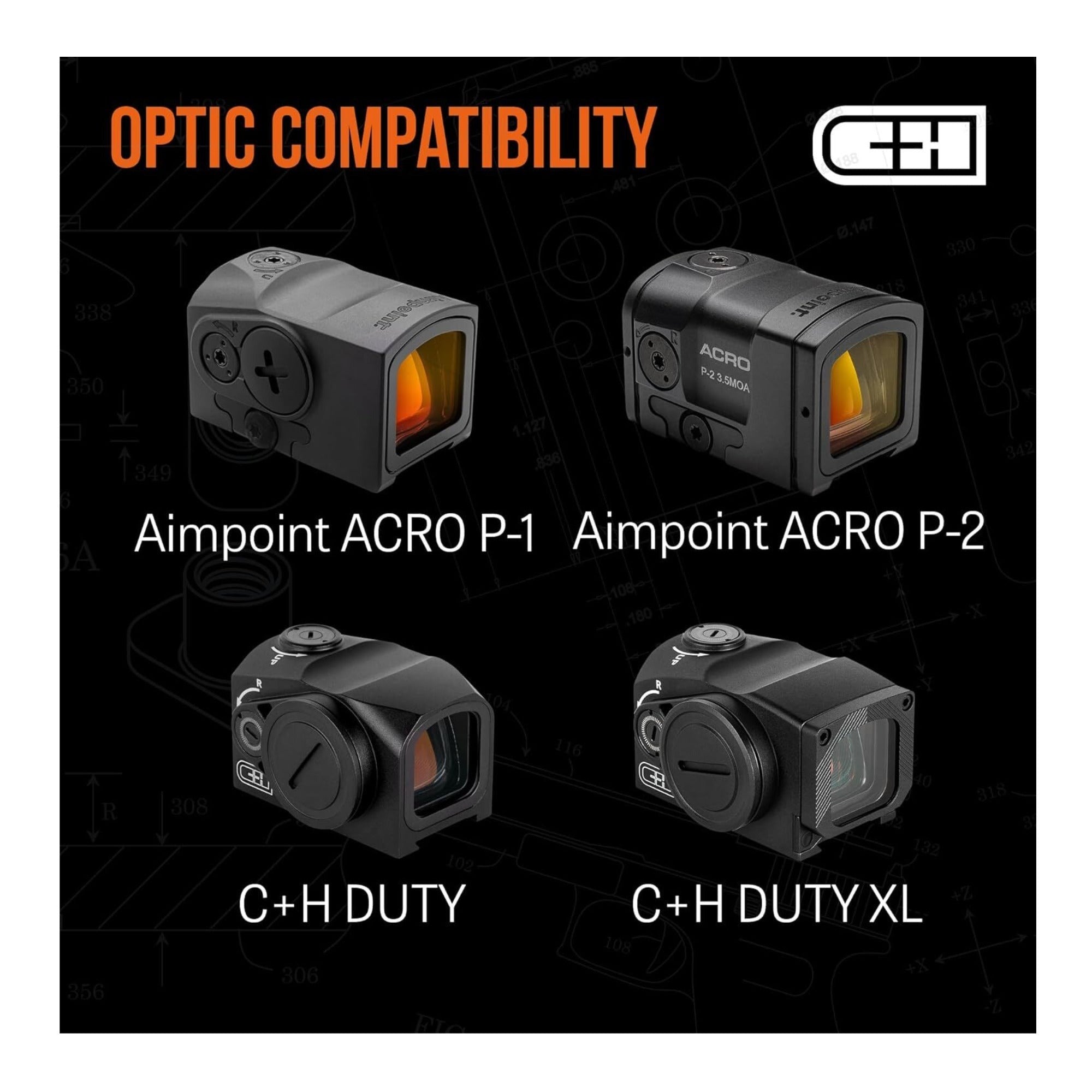 C+H Precision Optics Adapter Plate for Glock MOS - Compatible with Aimpoint Acro