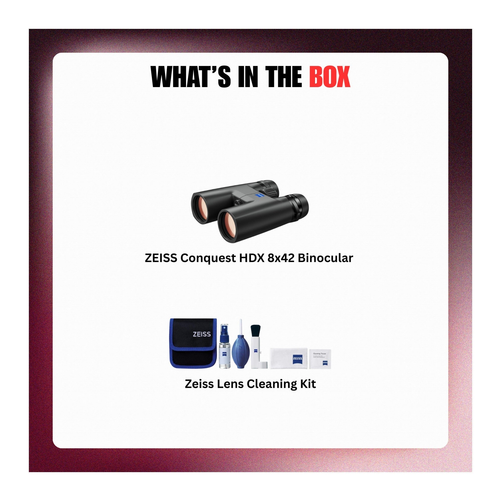 Zeiss CONQUEST HDX 8x42 Binocular Bundle with Lens Cleaning Kit (Black)