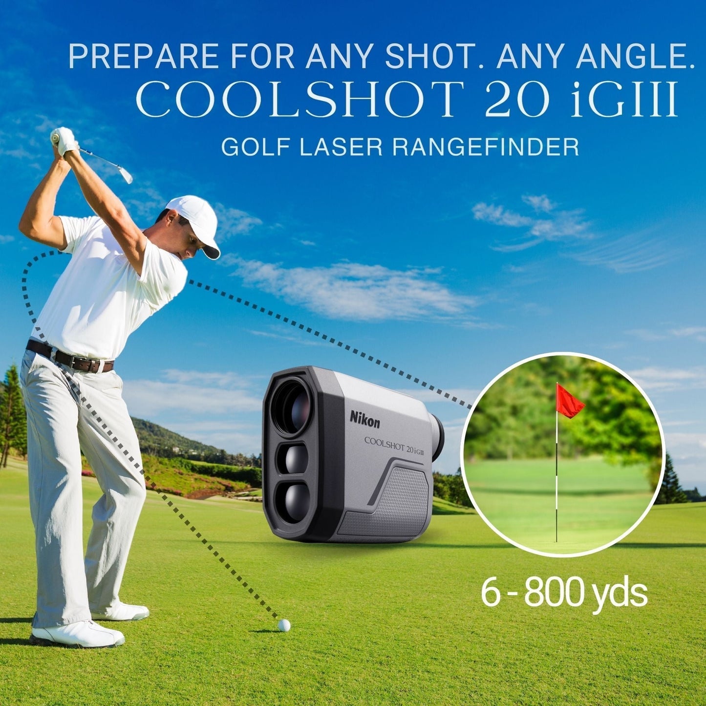 Nikon COOLSHOT 20i GIII Golf Range Finder - Pinpoint Accuracy with Harness, Cleaning Pen