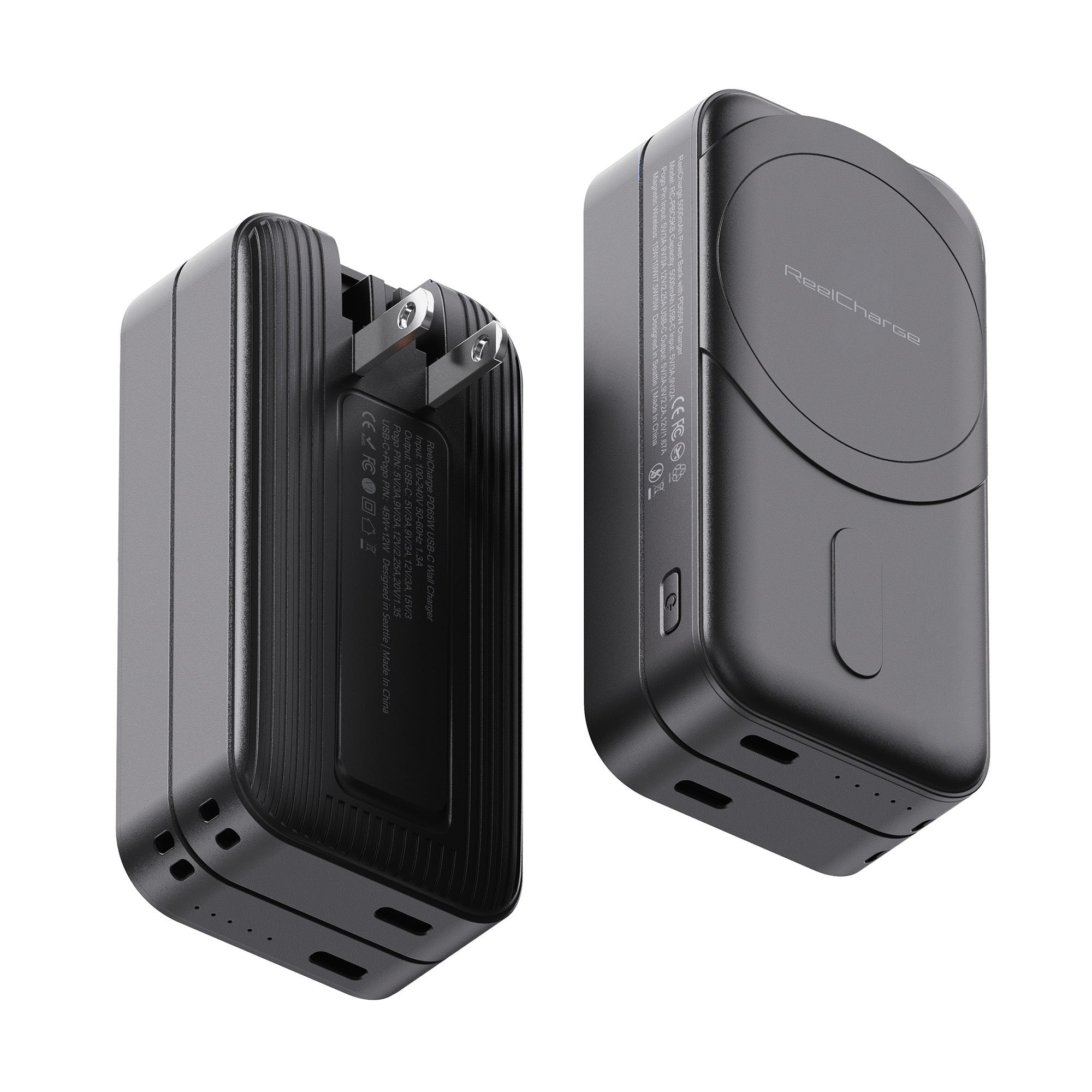 ReelCharge 5,000 mAh 65W Power Bank Fusion 5K (Black)