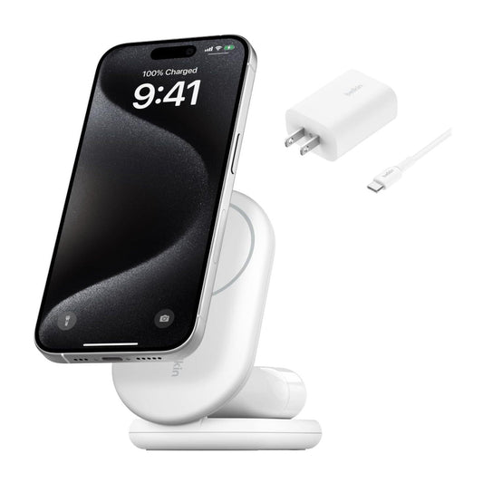 Belkin 2-in-1 Magnetic Foldable Wireless Charger 15W for IPhone (White)