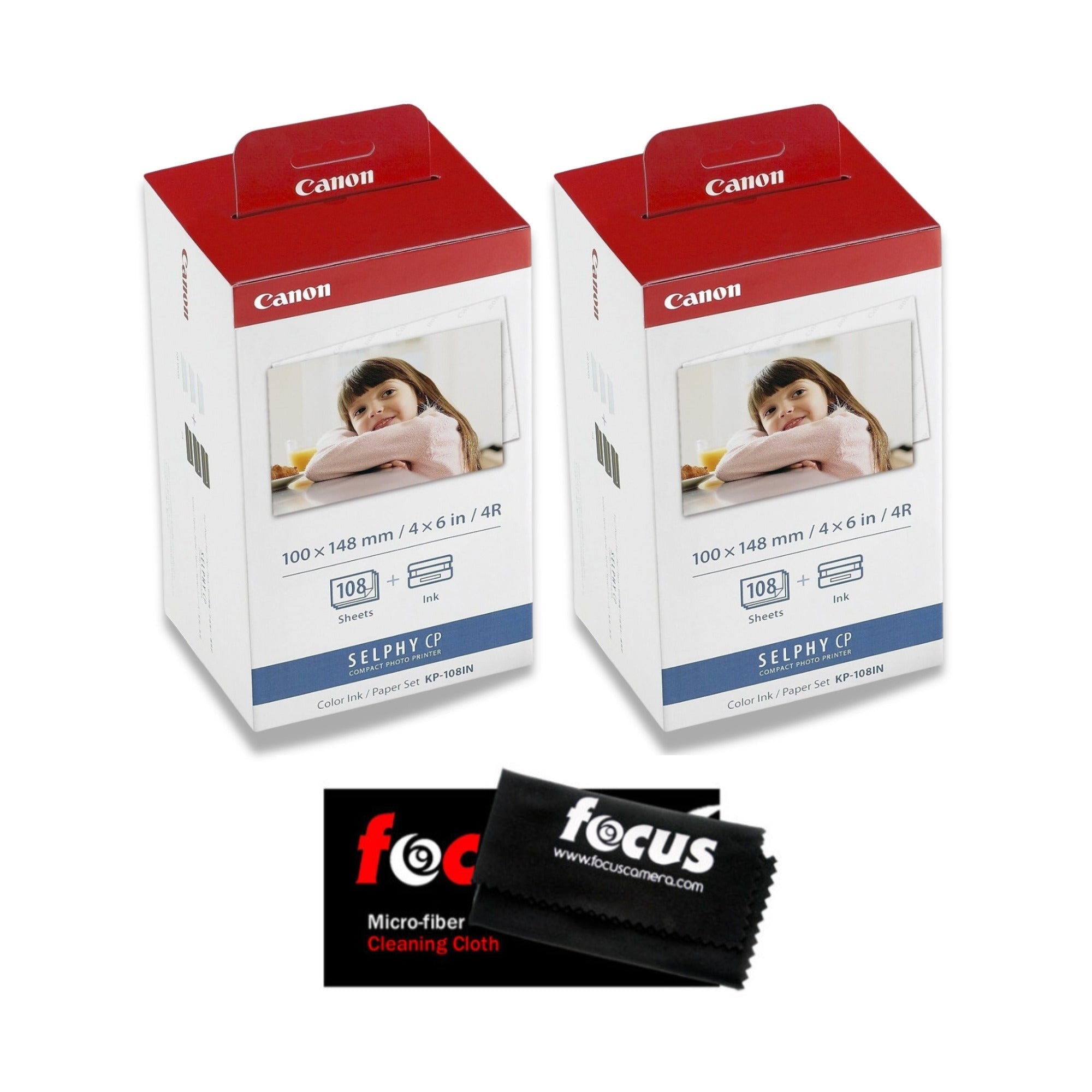 Canon KP-108IN Color Ink 108 Sheet 4x6 Paper Set (2-Pack) Bundle