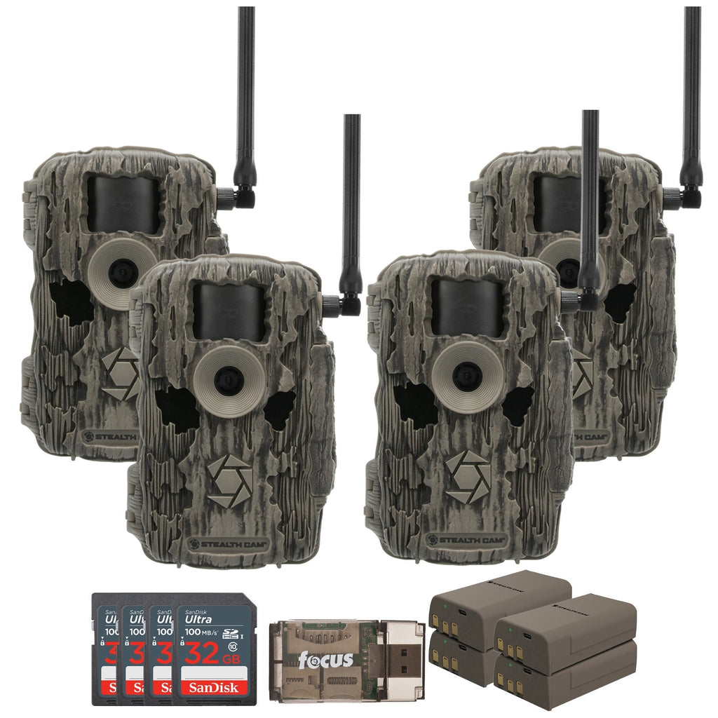 Stealth Cam 36MP Fusion Max Cellular Trail Camera 4-Pack with Fieldmax Lithium 4-Pack Bundle