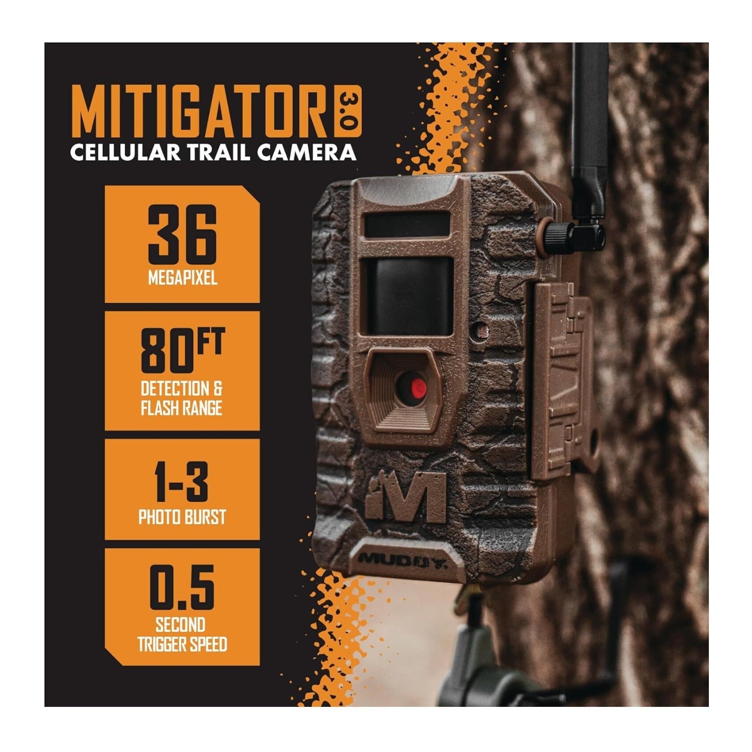 Muddy Outdoors Mitigator 3.0 Cellular Trail Camera 36MP with 80FT Range (2-Pack)