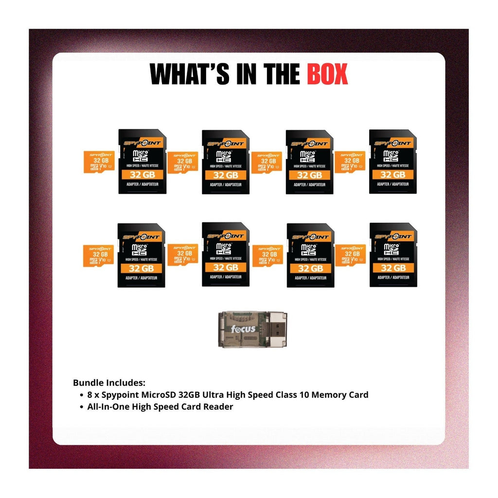 Spypoint MicroSD-32GB Memory Card (8-Pack) with Reader Bundle